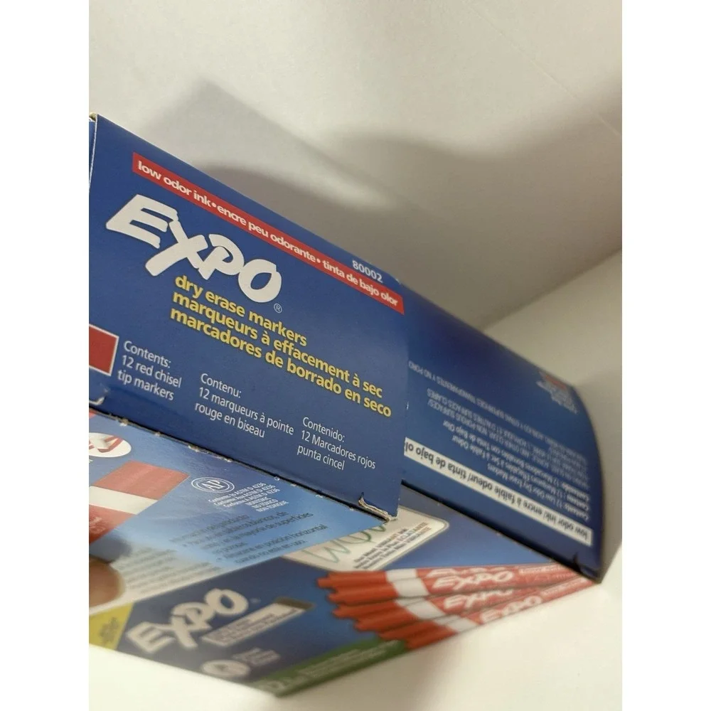 EXPO Low-Odor Dry-Erase Markers, Chisel Point, Red, 2 Pack. 80002 + 8002a Tot 24